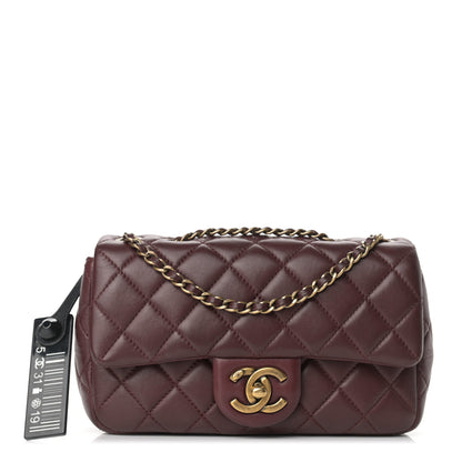 Chanel Lambskin Quilted Meat Packaged Mini Rectangular Flap Burgundy 1 of 9