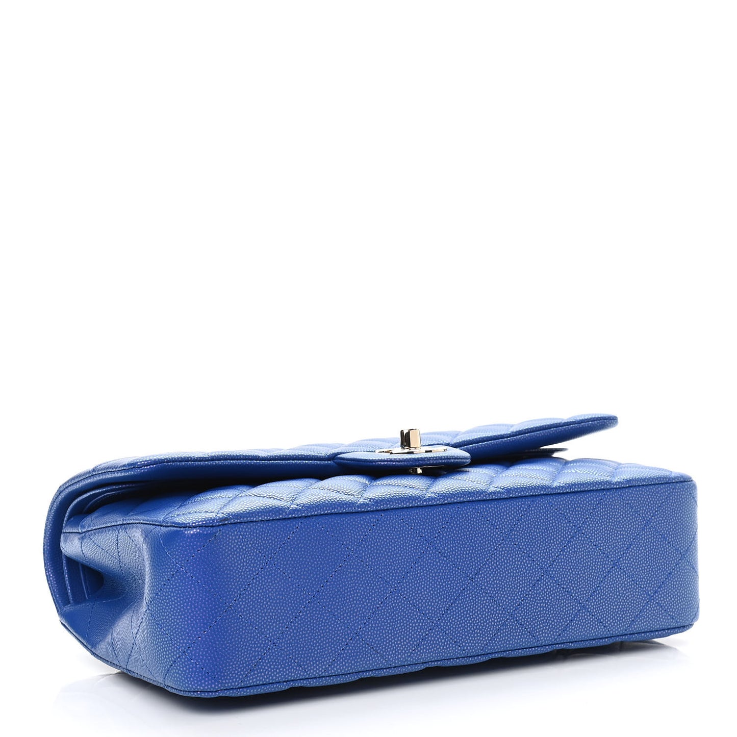 Iridescent Caviar Quilted Medium Double Flap Blue