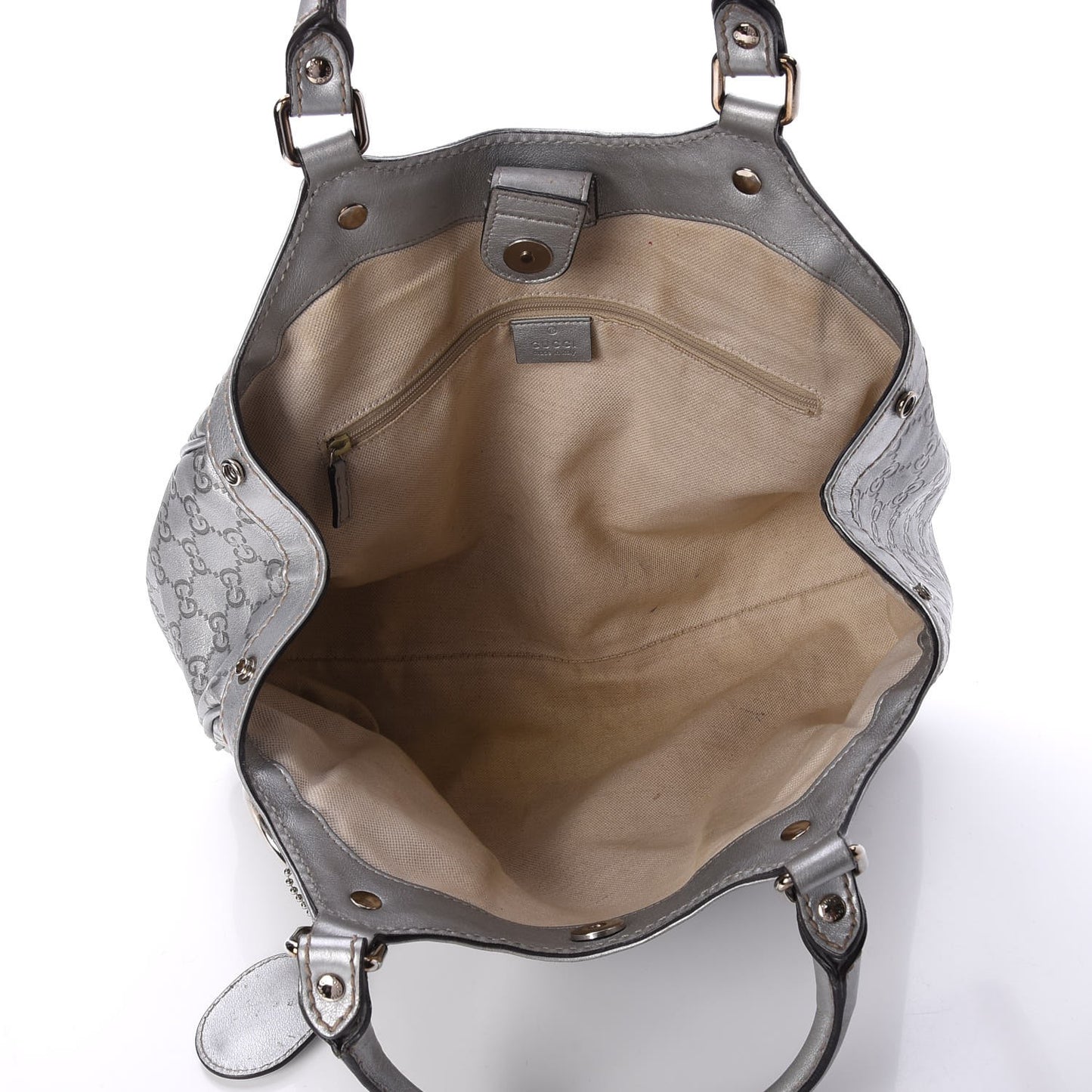 Guccissima Medium Sukey Tote Silver