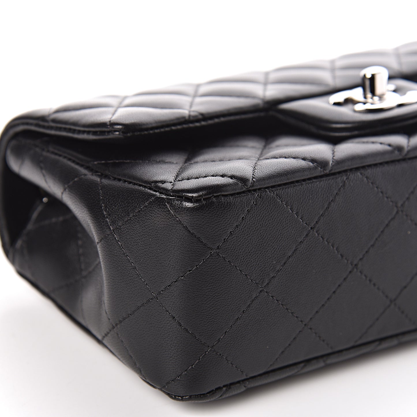 Lambskin Quilted Mini Rectangular Flap Black