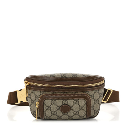 Gucci GG Supreme Monogram Textured Calfskin Retro Interlocking G Belt Bag Beige Ebony Brown Sugar 1 of 11