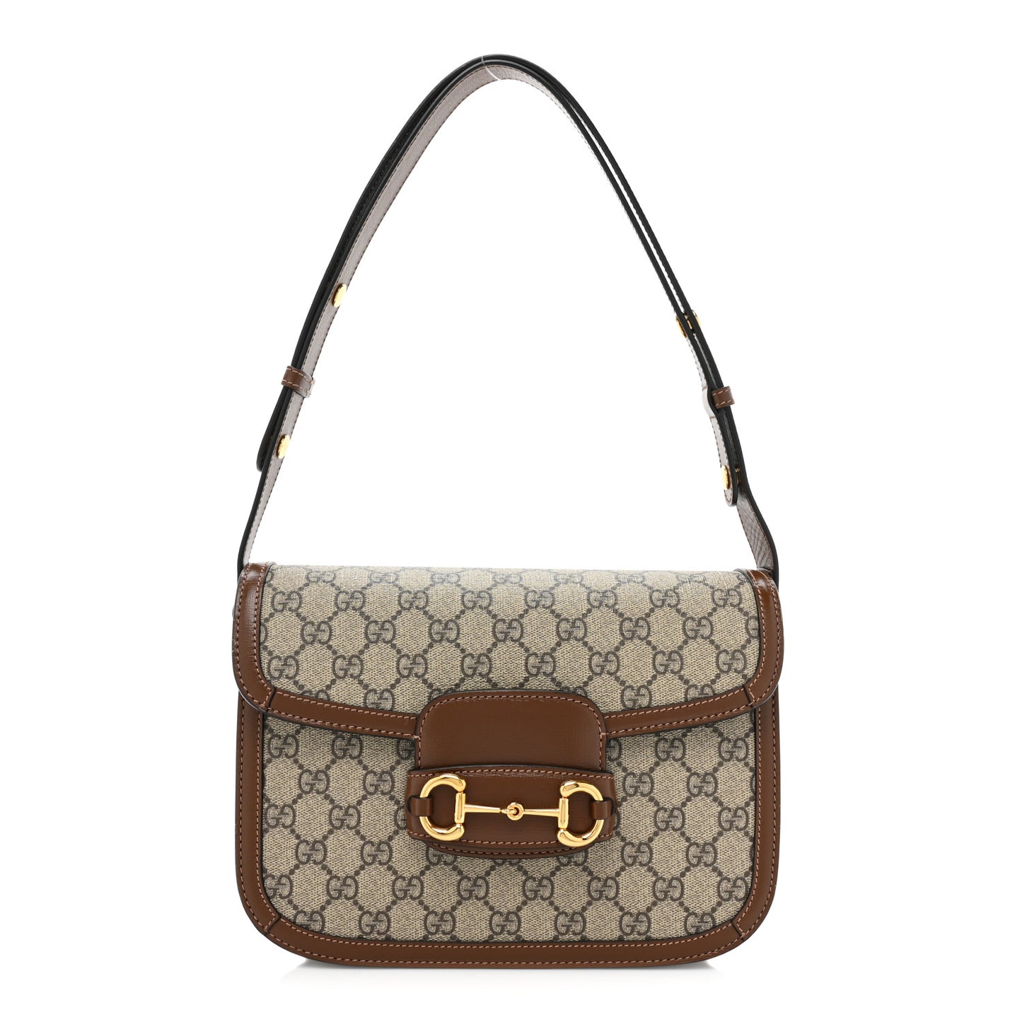 GG Supreme Monogram Horsebit 1955 Shoulder Bag Beige Brown Sugar