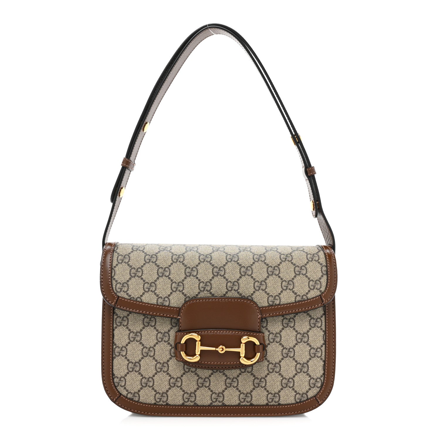 Gucci GG Supreme Monogram Horsebit 1955 Shoulder Bag Beige Brown Sugar 1 of 14