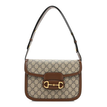 Gucci GG Supreme Monogram Horsebit 1955 Shoulder Bag Beige Brown Sugar 1 of 14