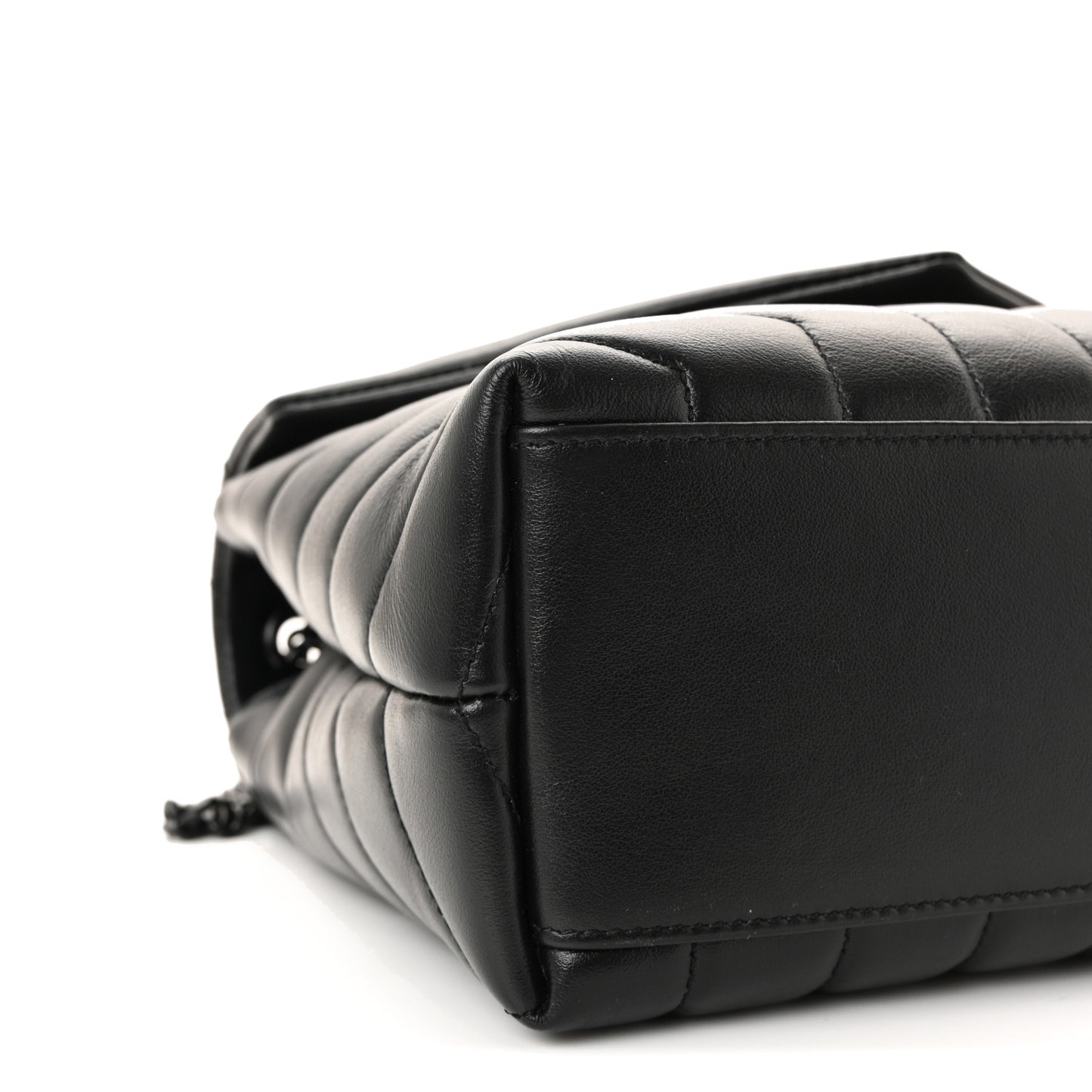 Calfskin Y Quilted Monogram Monochrome Small Loulou Chain Satchel Black