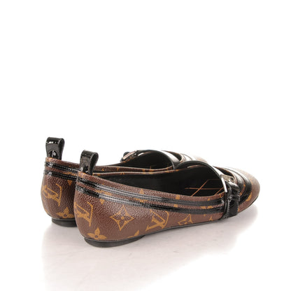 Louis Vuitton Monogram Patent Flower Field Ballerina Flats 37 Black 4 of 6