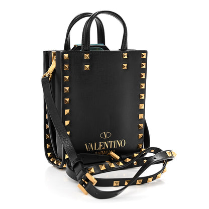 Valentino Garavani Grainy Calfskin Mini Rockstud Alcove Tote Black 3 of 9