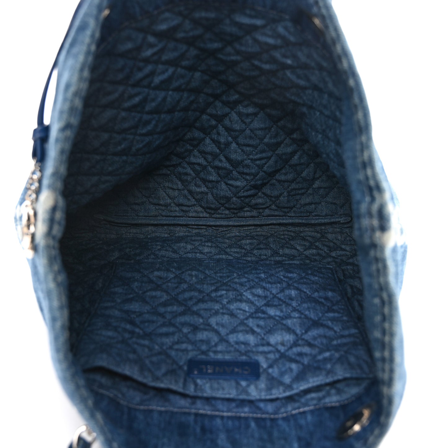 Denim Printed Shopping Bag Blue