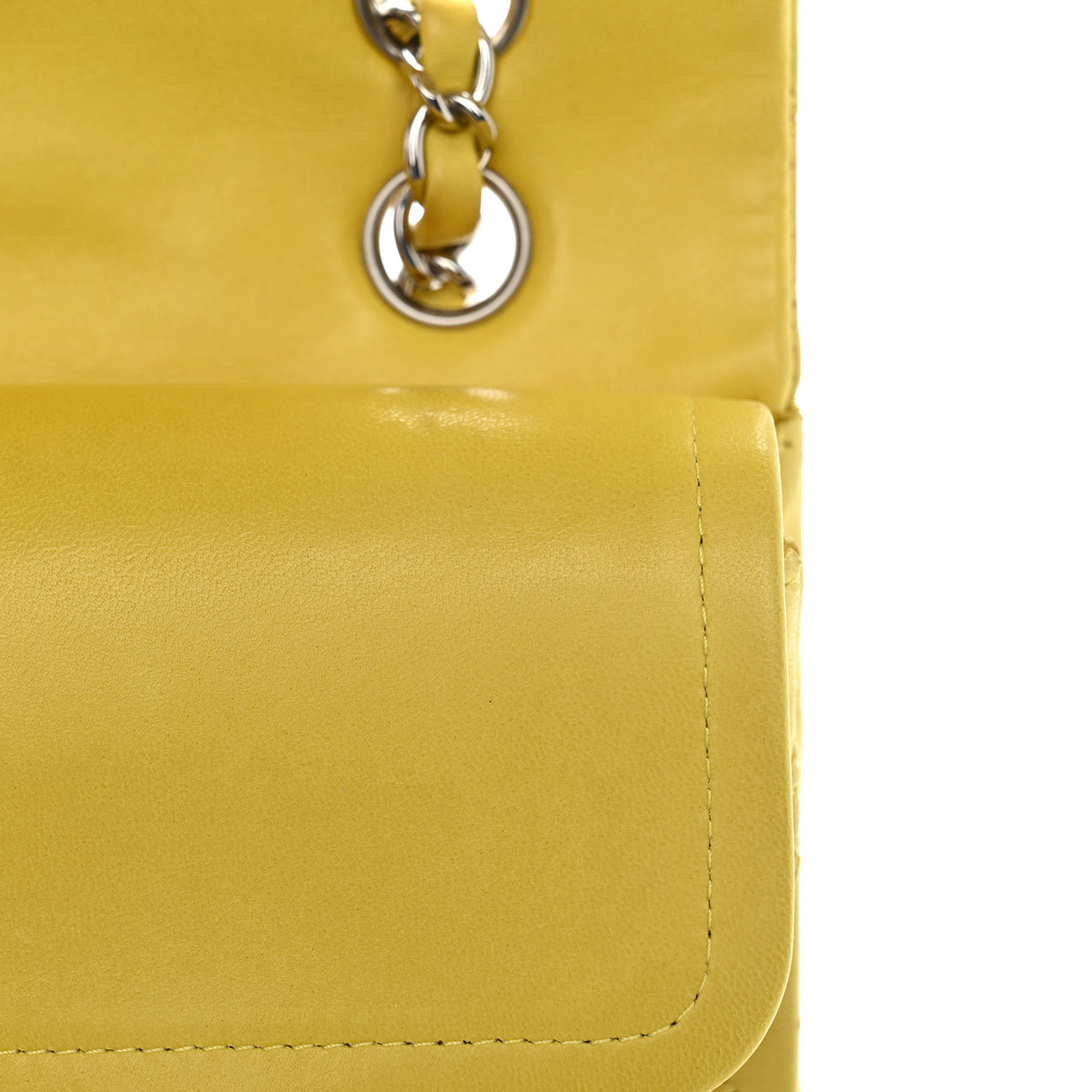 Chanel Lambskin Quilted Medium Double Flap Yellow 13 of 15