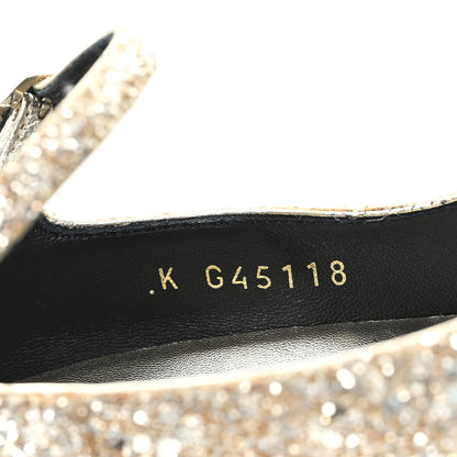 Chanel Glitter Lambskin Cap Toe CC Mary Jane Pumps 37.5 Light Gold Black 7 of 9