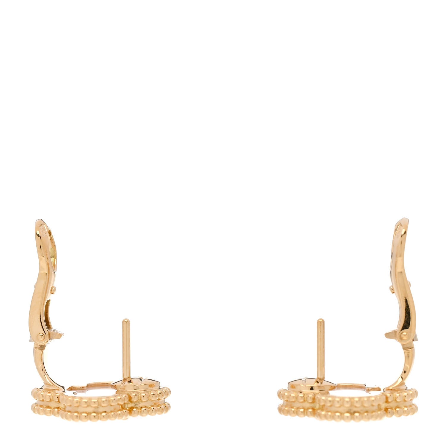 Van Cleef & Arpels 18K Yellow Gold Mother of Pearl Vintage Alhambra Earrings 3 of 5