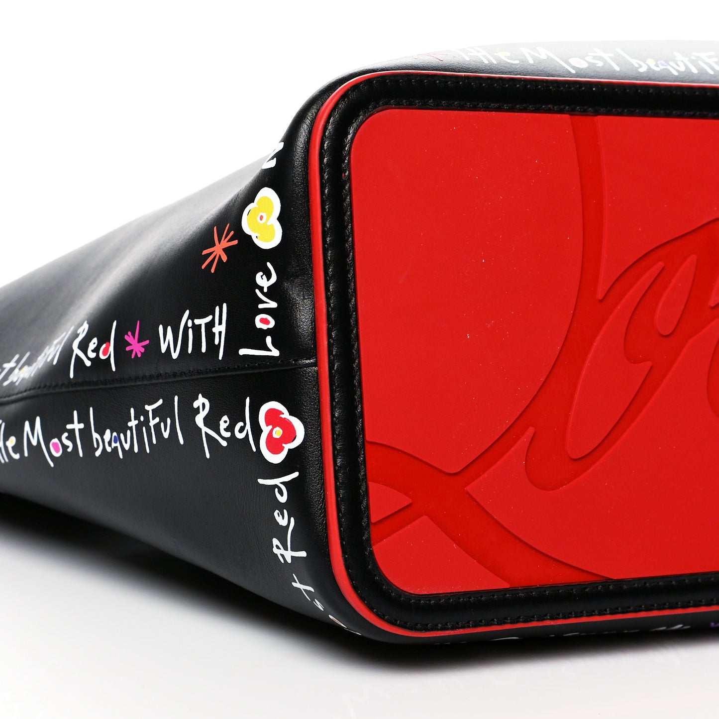 Calfskin Beautiful Red East West Cabata Tote Black Multicolor