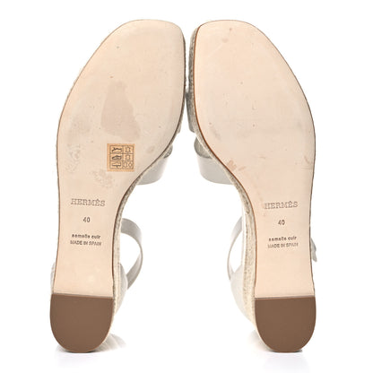 Hermes Goatskin Elda Espadrille Wedge Sandals 40 White 5 of 9