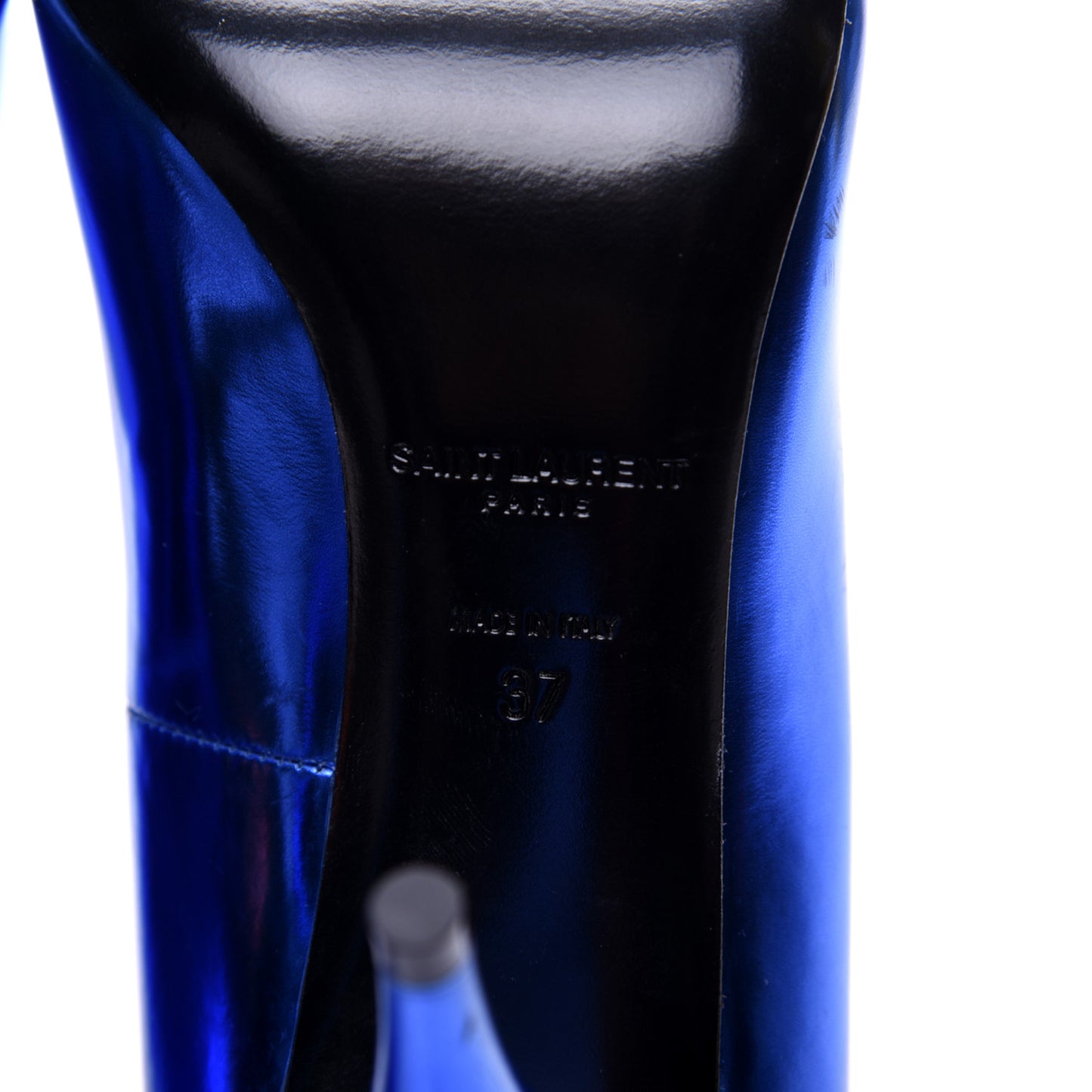 Metallic Calfskin Kiki 85 Pumps 37 Blue