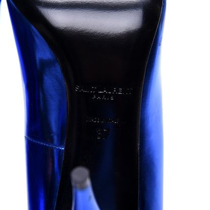 Saint Laurent Metallic Calfskin Kiki 85 Pumps 37 Blue 11 of 14