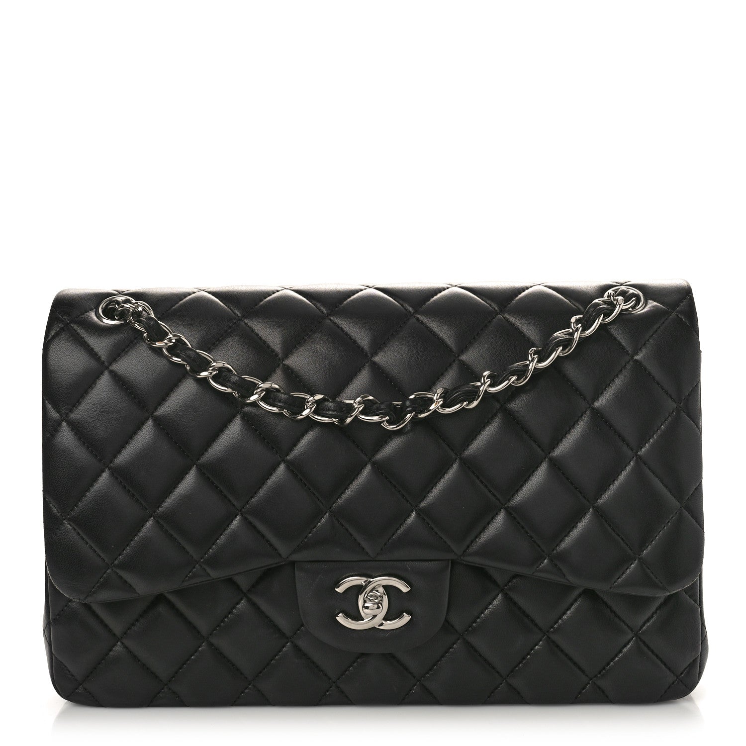 Chanel Lambskin Quilted Jumbo Double Flap Black 1 of 13