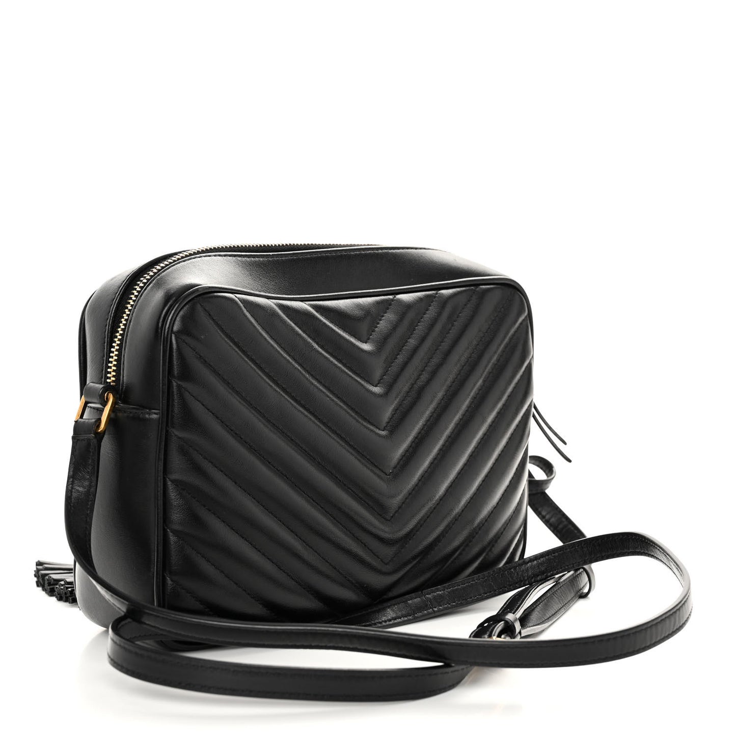 SAINT LAURENT Calfskin Matelasse Monogram Lou Camera Bag Black
