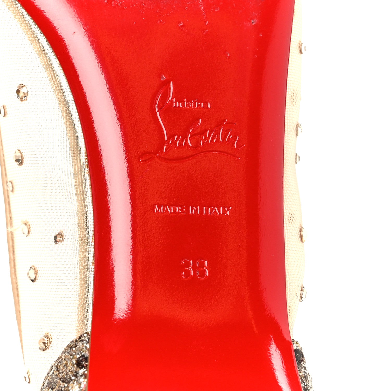 Christian Louboutin Crystal Strass Follies Flats 38 Light Silk 8 of 9