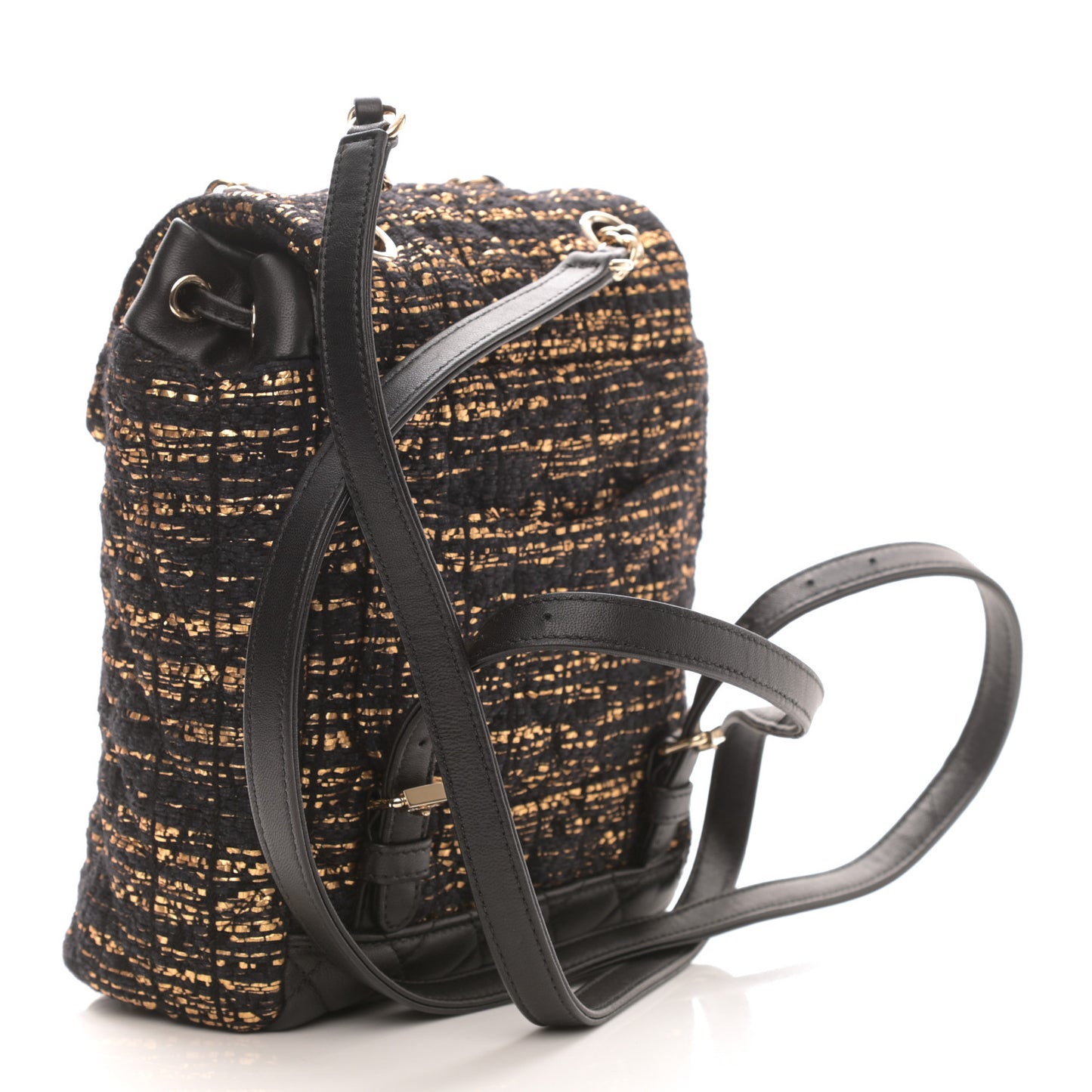 Tweed Quilted Mini Urban Spirit Backpack Black Gold