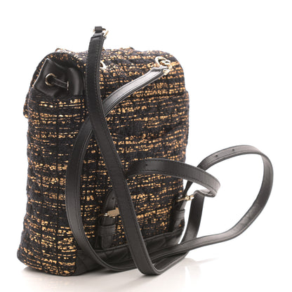 Chanel Tweed Quilted Mini Urban Spirit Backpack Black Gold 3 of 8