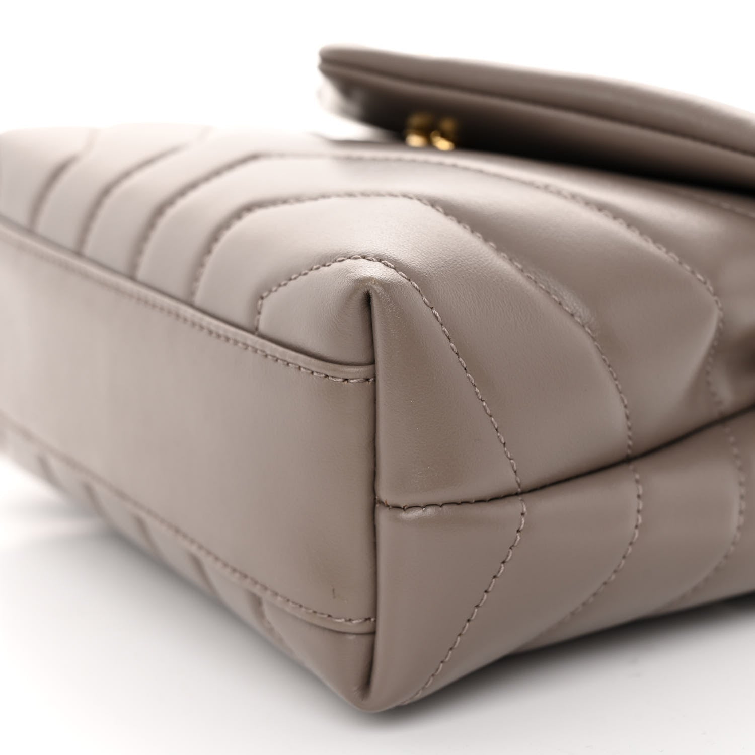 Saint Laurent Calfskin Y Quilted Monogram Toy Loulou Crossbody Bag Greyish Brown 10 of 14