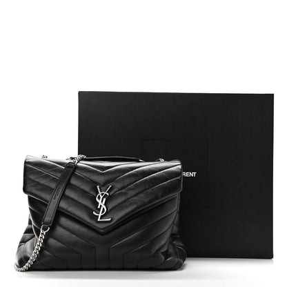 Saint Laurent Calfskin Y Quilted Monogram Medium Loulou Chain Satchel Black 14 of 14