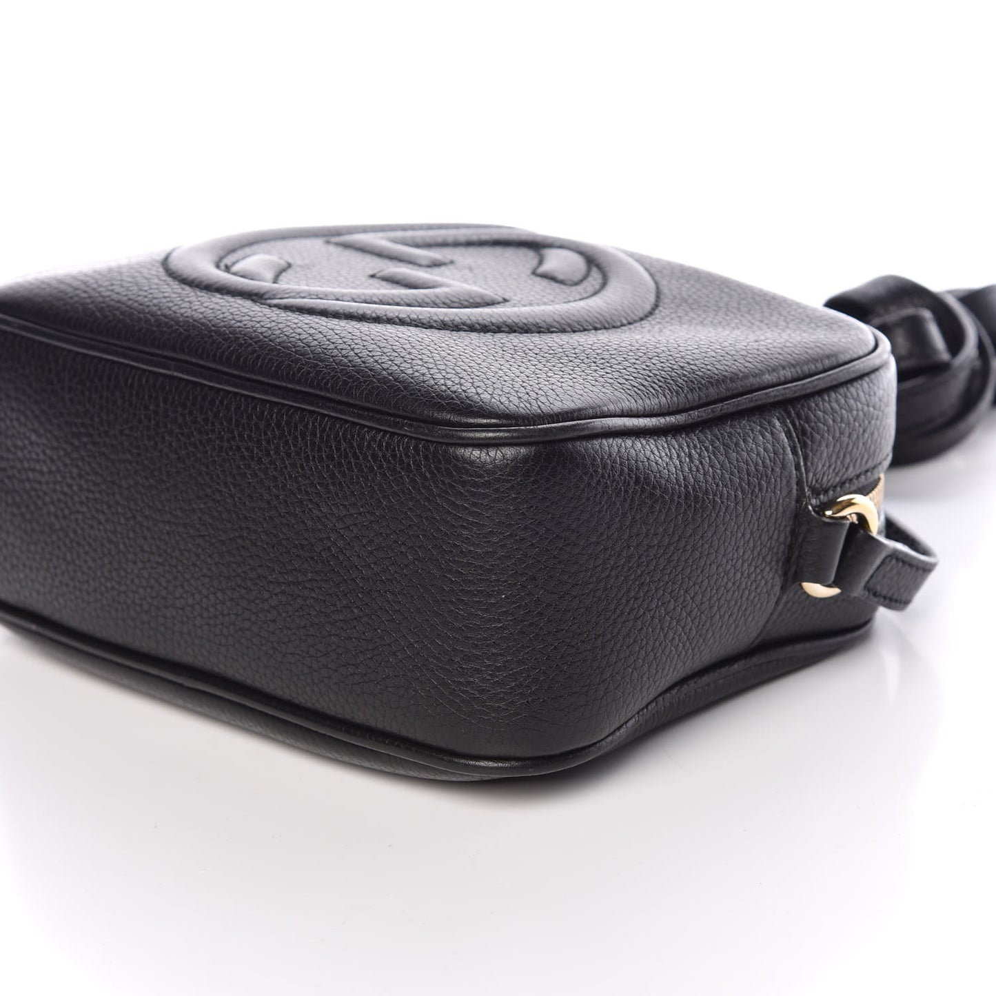 Pebbled Calfskin Small Soho Disco Bag Black