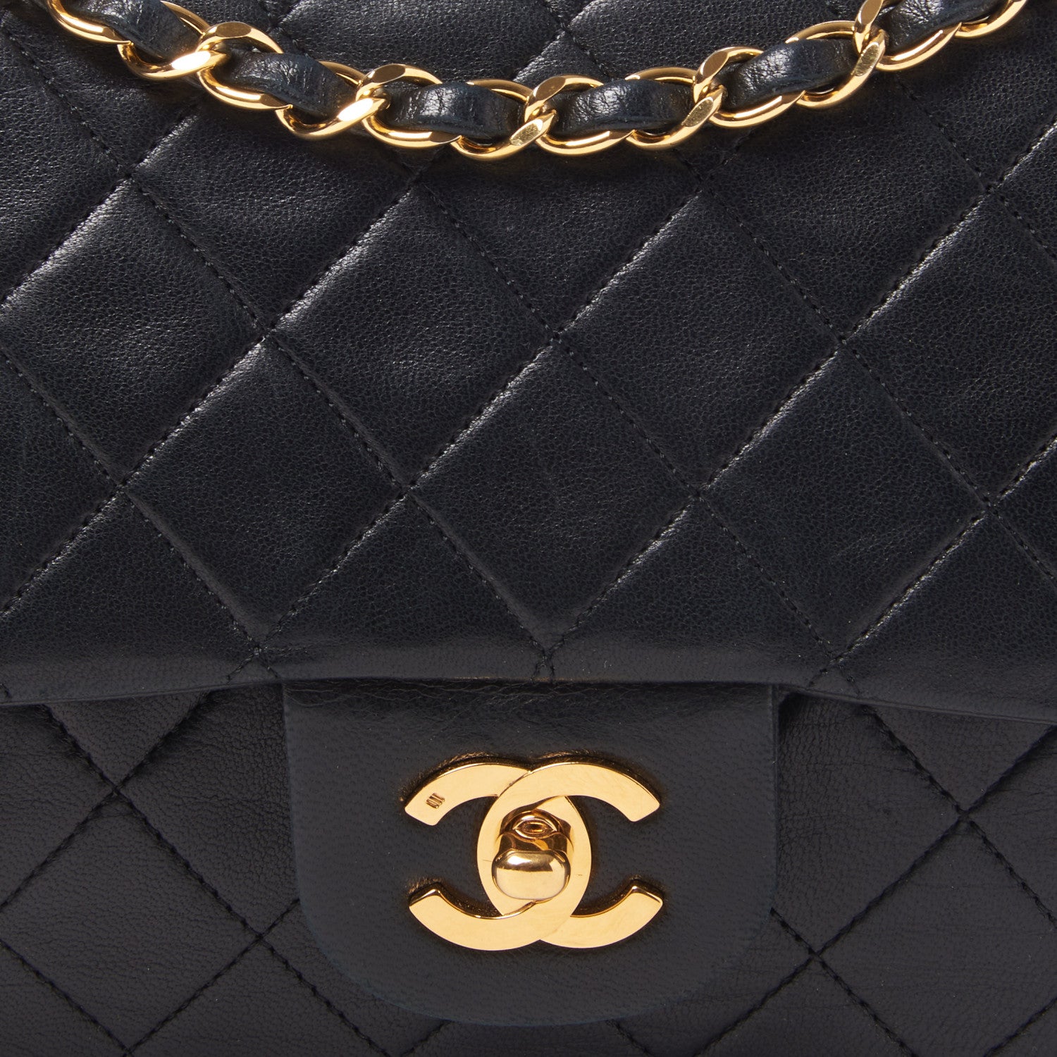 Chanel Lambskin Quilted Medium Double Flap Black 7 of 9