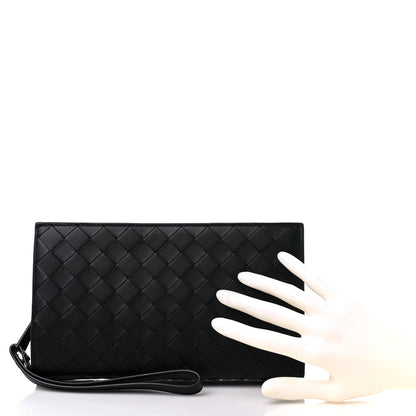 Bottega Veneta Nappa Intrecciato Wristlet Zip Wallet Black 2 of 10