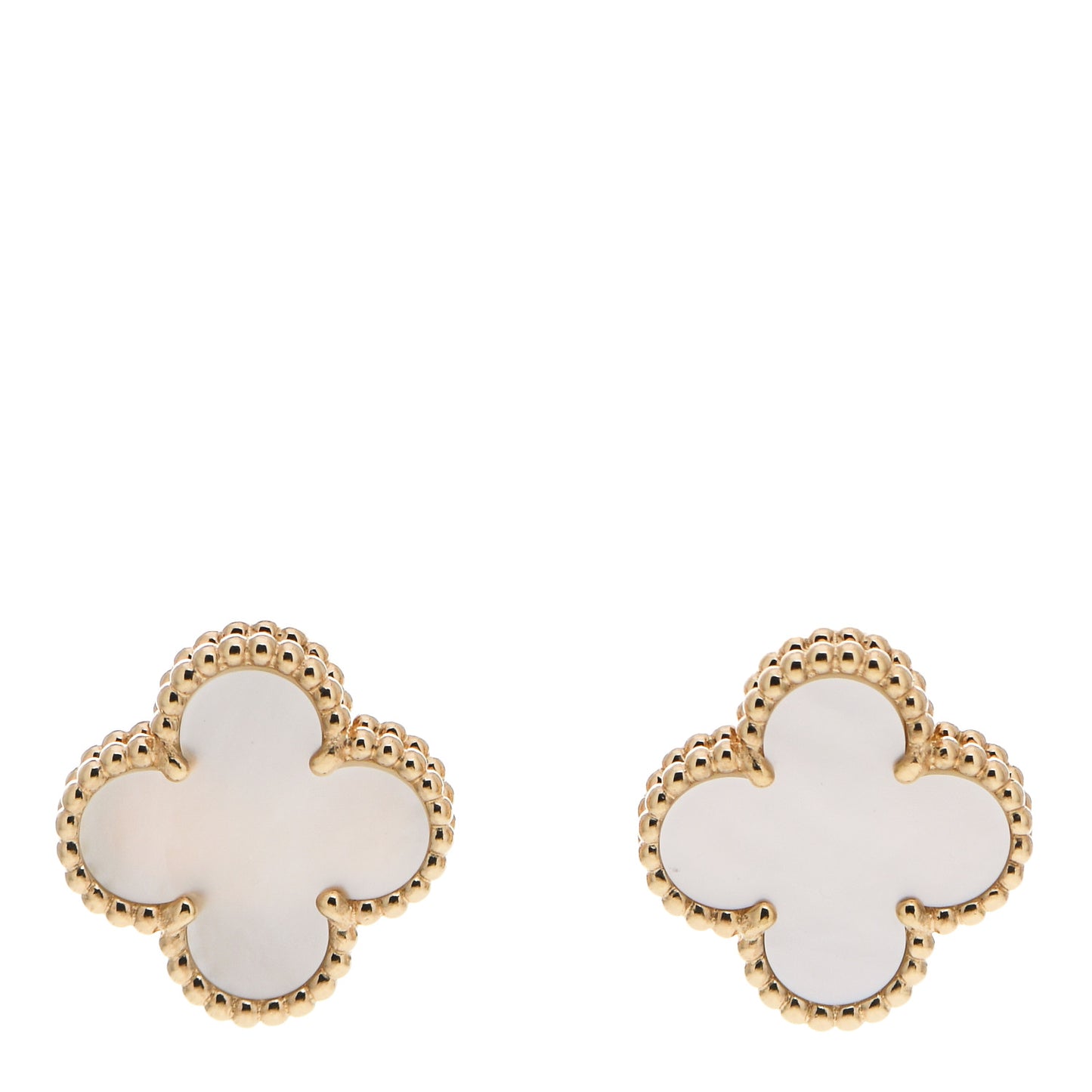 18K Yellow Gold Mother of Pearl Vintage Alhambra Earrings