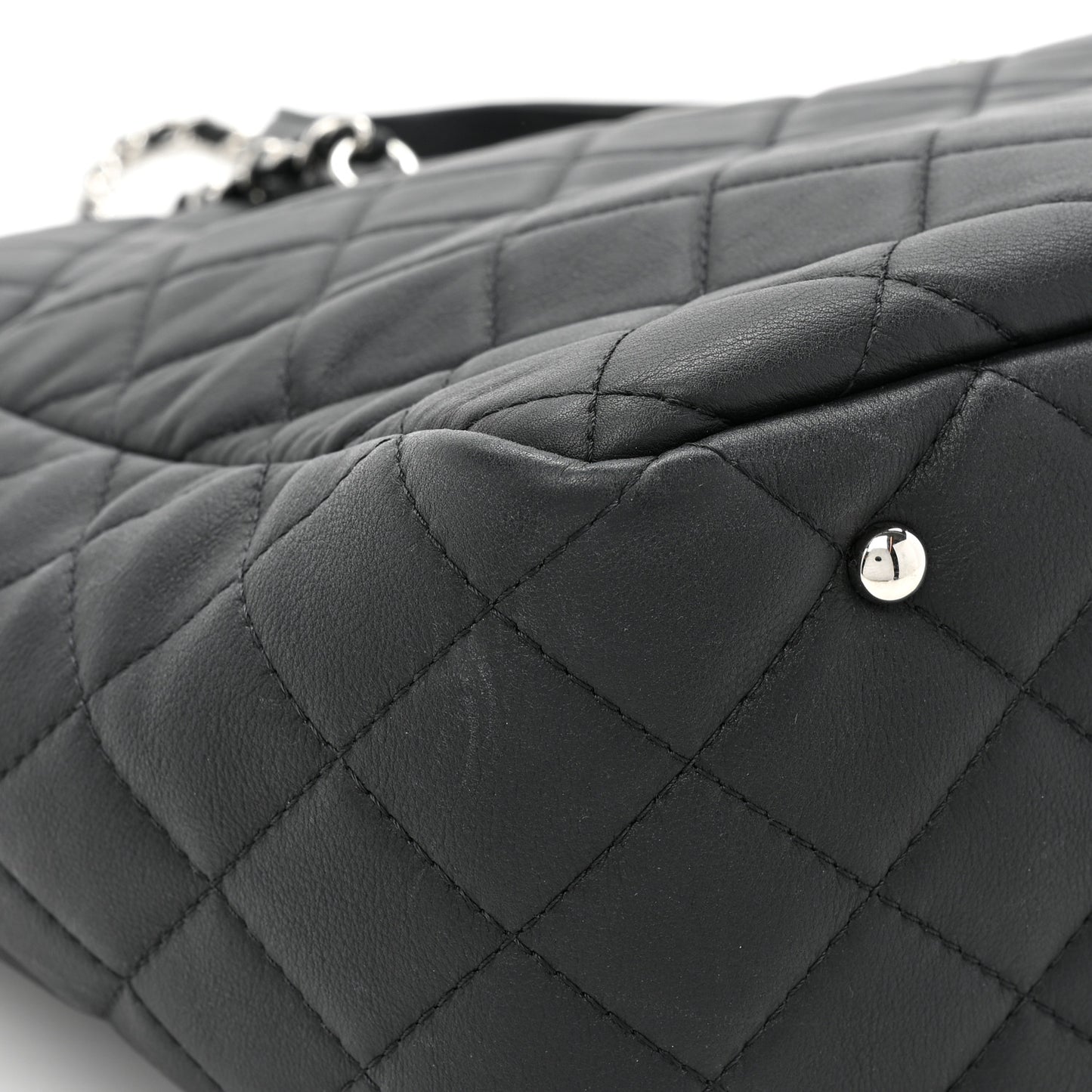 Calfskin Quilted Ultra Pocket Shopping Tote Black