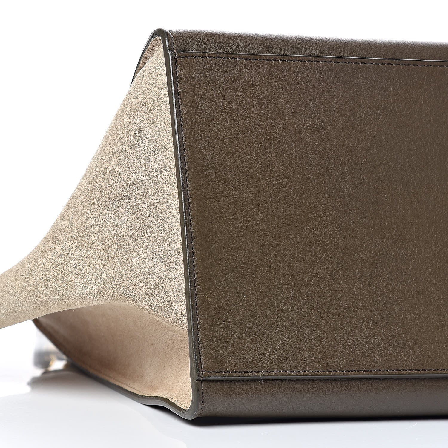 Celine Smooth Calfskin Suede Medium Tri-Color Trapeze Olive 7 of 9