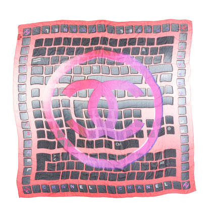 Chanel Silk CC Keyboard Square Scarf Red 1 of 3