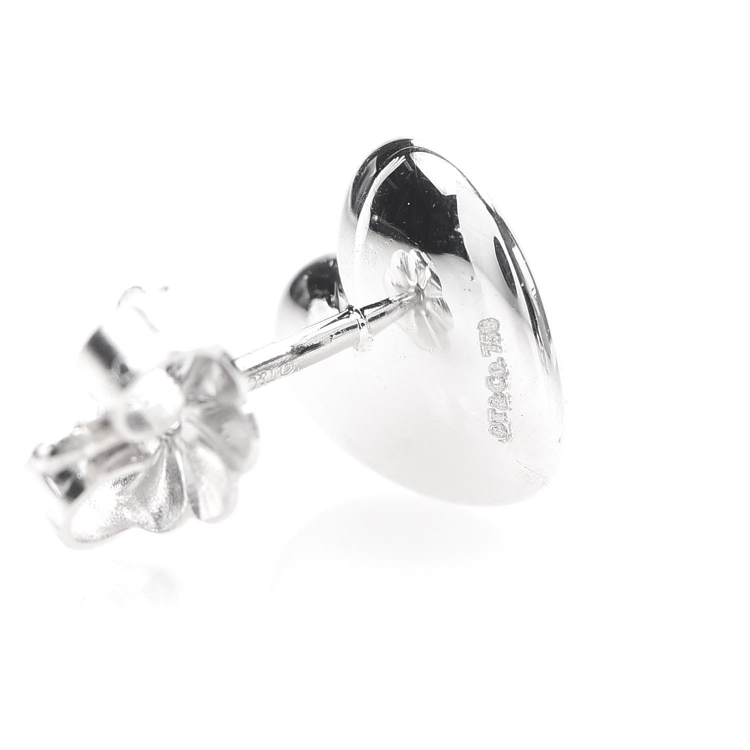Tiffany 18K White Gold Diamond Heart Stud Earrings 4 of 5