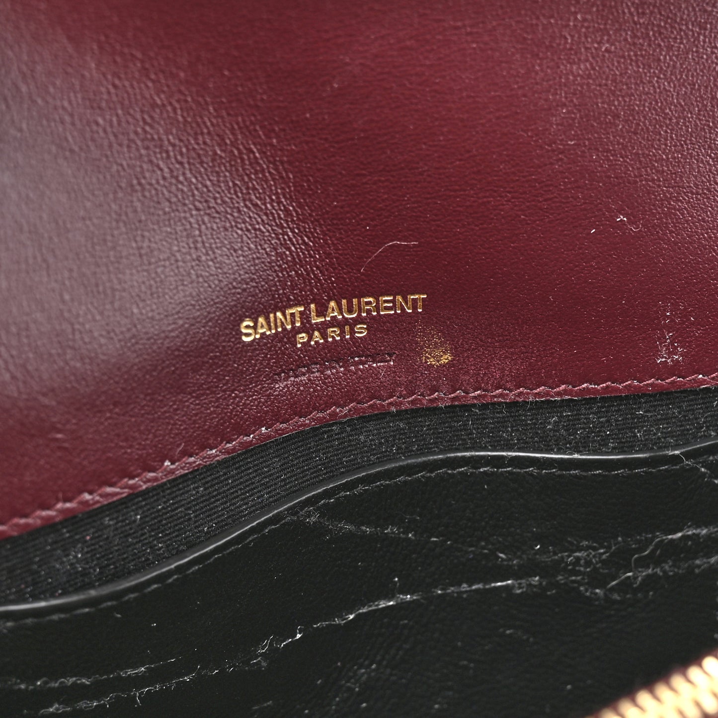 Vernice Matelasse Chevron Monogram Envelope Chain Wallet Dark Red Wine