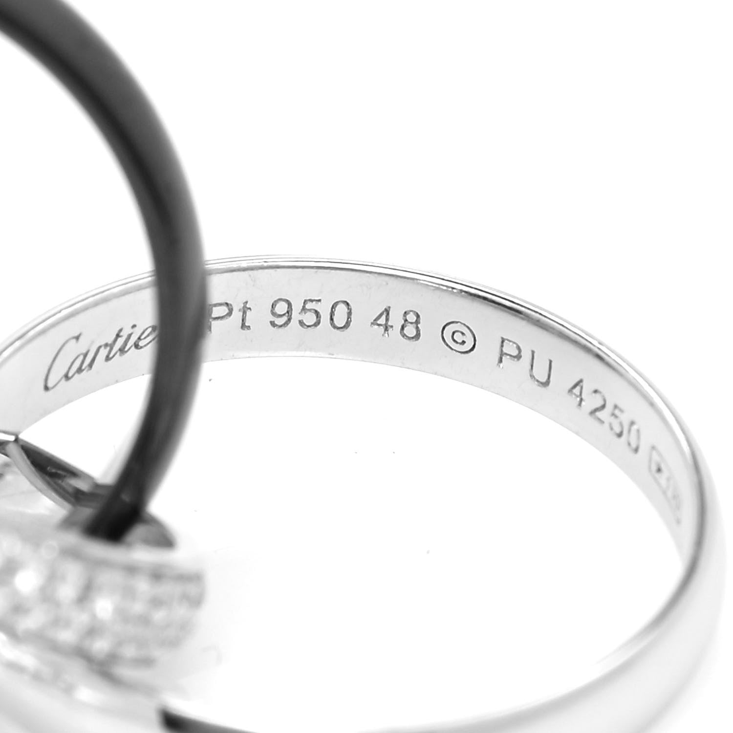 Cartier 18K White Gold Platinum Diamond Ceramic Small Trinity Ring 48 4.5 4 of 6