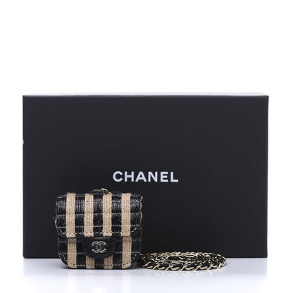 Chanel Raffia Jute Striped Airpods Pro Case Black Beige 9 of 9