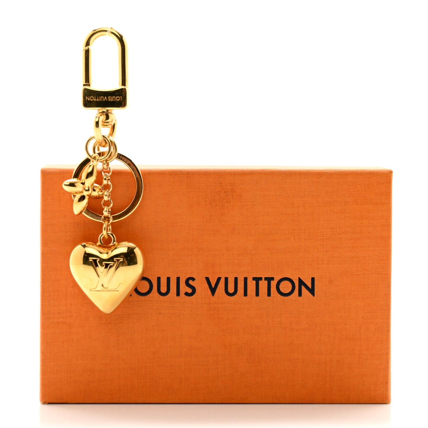 Satin Heart Bag Charm Key Holder Gold