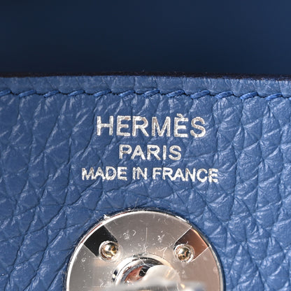 Hermes Taurillon Clemence Mini Lindy 20 Bleu Tie 6 of 11
