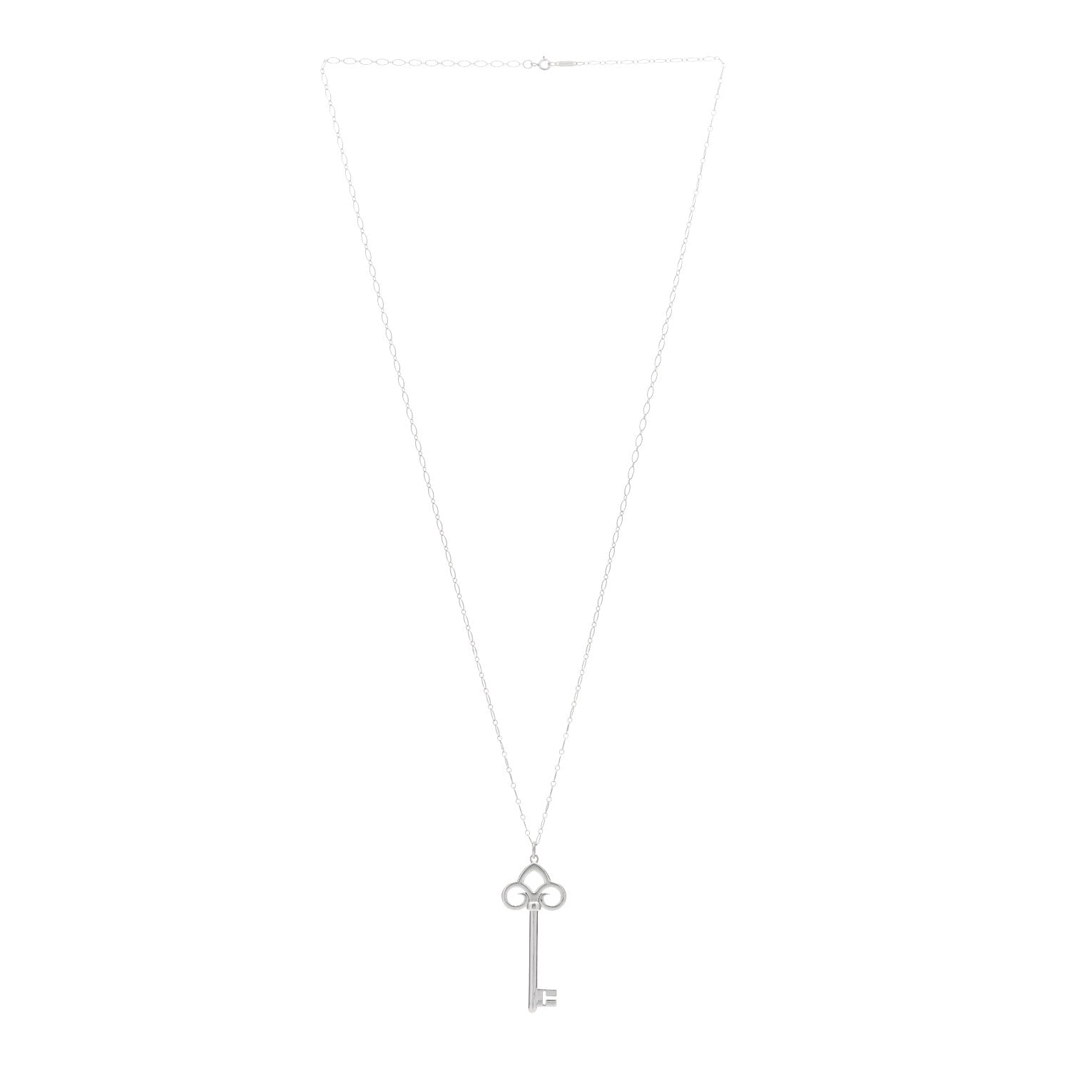 Tiffany Sterling Silver Fleur De Lis Key Pendant Necklace 2 of 4