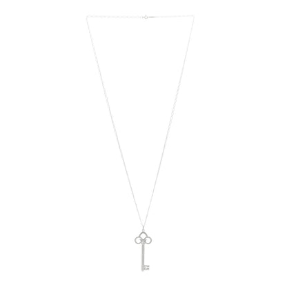 Tiffany Sterling Silver Fleur De Lis Key Pendant Necklace 2 of 4