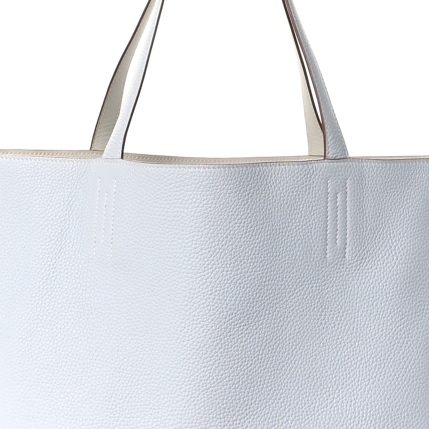 Veau Sikkim Taurillon Clemence Double Sens 36 Reversible Tote Bleu Pale Gris Perle