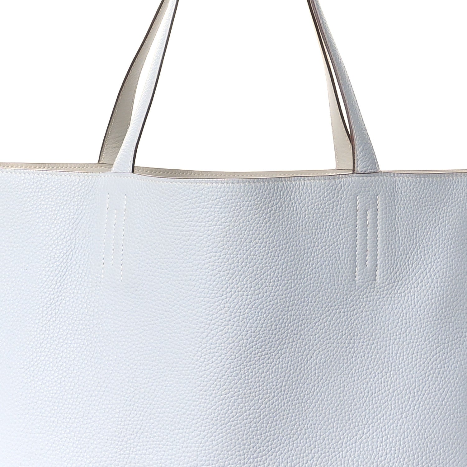 Hermes Veau Sikkim Taurillon Clemence Double Sens 36 Reversible Tote Bleu Pale Gris Perle 12 of 17