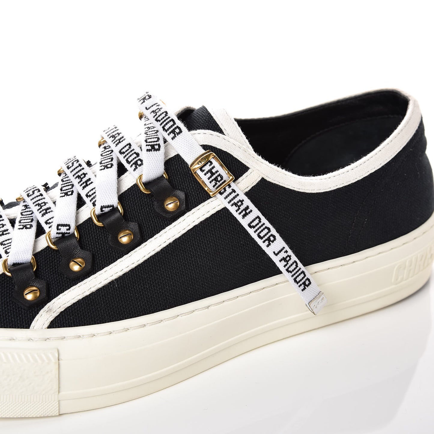 Canvas Walk'n Dior Low Top Sneakers 38.5 Black White