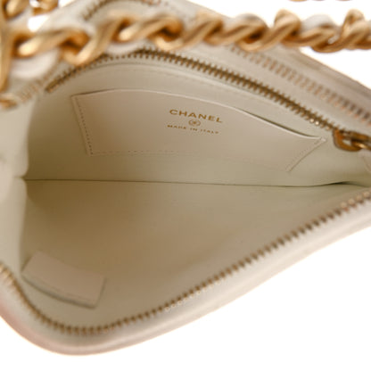 Chanel Lambskin Quilted Chain Around Top Handle Mini Bag White 5 of 10