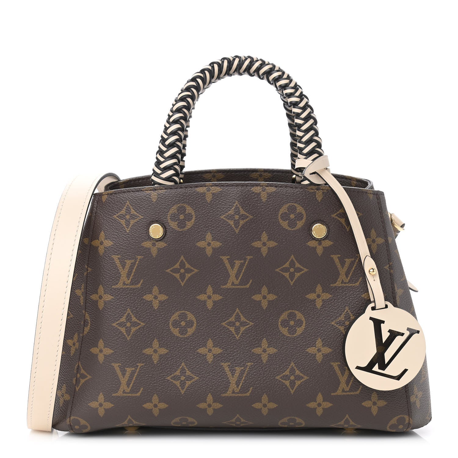 Louis Vuitton Monogram Braided Montaigne BB Creme Beige 1 of 10