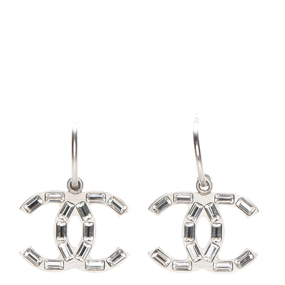 Chanel Baguette Crystal CC Dangle Earrings Silver 1 of 5