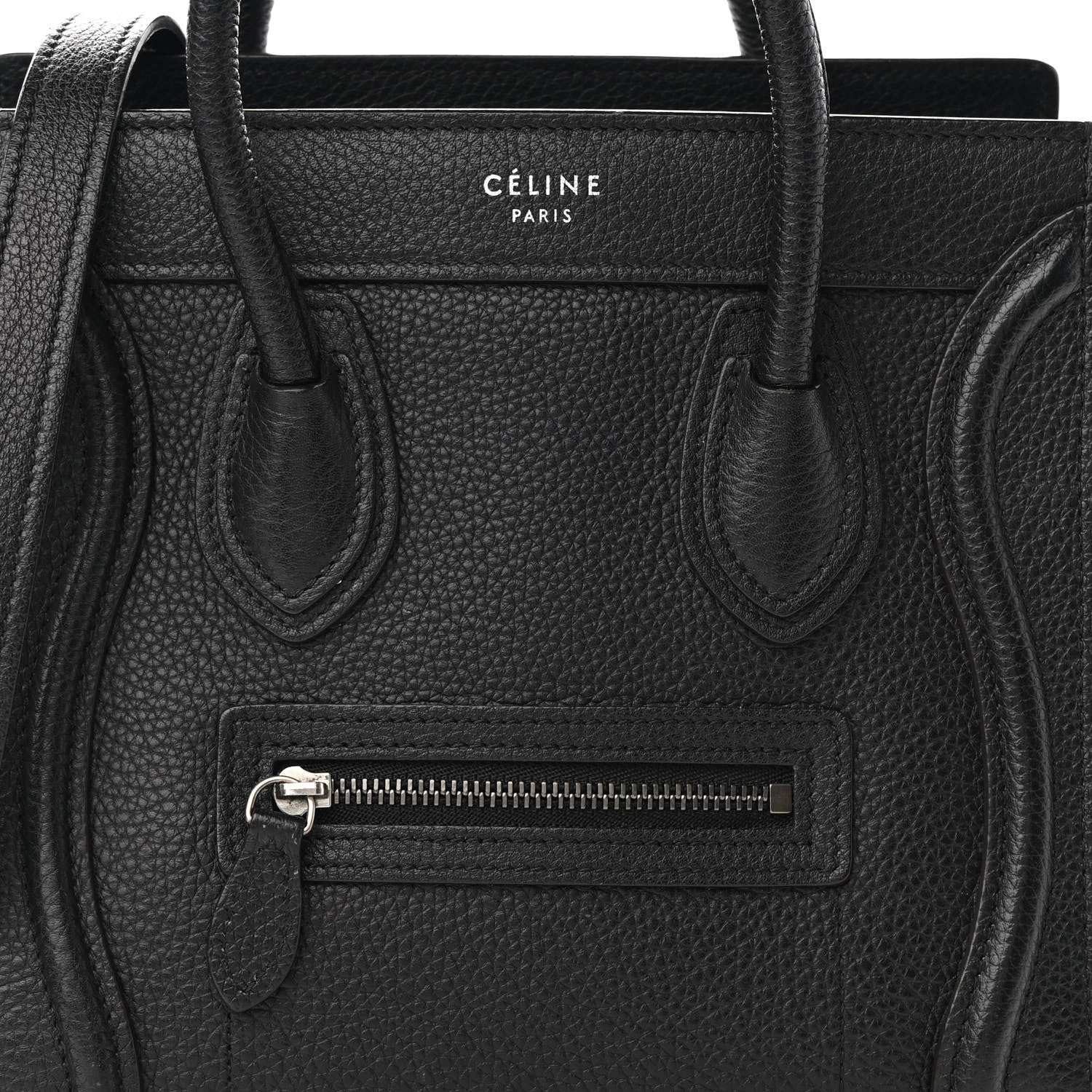 Celine Drummed Calfskin Nano Luggage Black 7 of 9