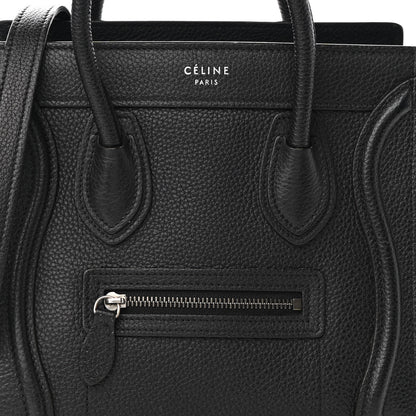Celine Drummed Calfskin Nano Luggage Black 7 of 9