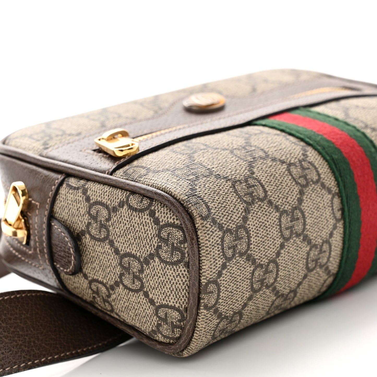 GG Supreme Monogram Web Small Ophidia Belt Bag 95 38 Dark Brown